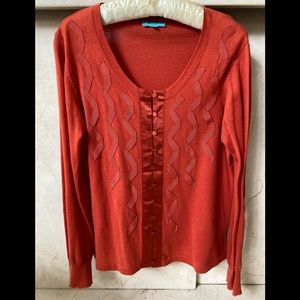 Lovely Orange Fall Cotton Sweater by Blue Illusion from Australia Size Large